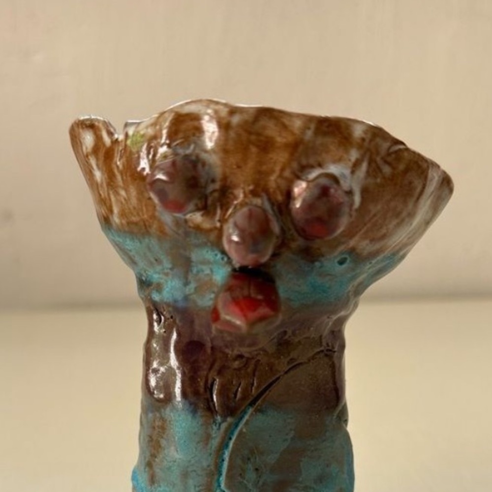 Folk Abstract Ceramic Vase Sculpture Naive Art